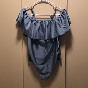 Maternity swimsuit off shoulder